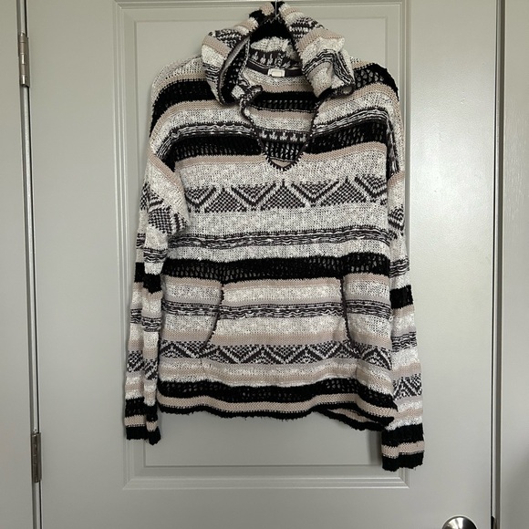 Garage Tops - Garage Striped Black and Cream Pullover Sweater